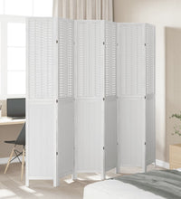 6-tlg. Raumteiler Weiß Massivholz Paulownia