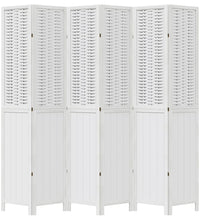 6-tlg. Raumteiler Weiß Massivholz Paulownia