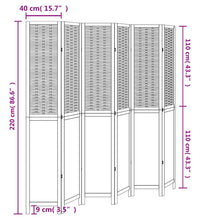 6-tlg. Raumteiler Weiß Massivholz Paulownia