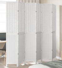 6-tlg. Raumteiler Weiß Massivholz Paulownia