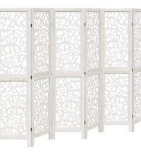 6-tlg. Raumteiler Weiß Massivholz Paulownia