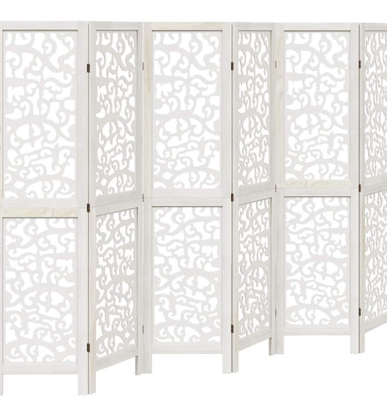 6-tlg. Raumteiler Weiß Massivholz Paulownia