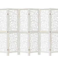 6-tlg. Raumteiler Weiß Massivholz Paulownia