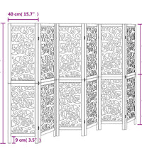 6-tlg. Raumteiler Weiß Massivholz Paulownia