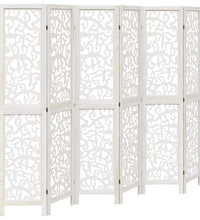 6-tlg. Raumteiler Weiß Massivholz Paulownia