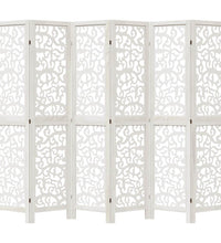 6-tlg. Raumteiler Weiß Massivholz Paulownia