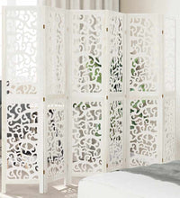 6-tlg. Raumteiler Weiß Massivholz Paulownia