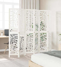 6-tlg. Raumteiler Weiß Massivholz Paulownia