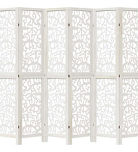 6-tlg. Raumteiler Weiß Massivholz Paulownia