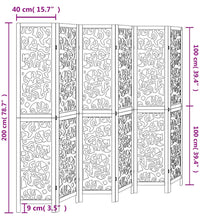 6-tlg. Raumteiler Weiß Massivholz Paulownia