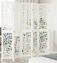 6-tlg. Raumteiler Weiß Massivholz Paulownia