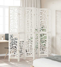 6-tlg. Raumteiler Weiß Massivholz Paulownia