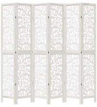 6-tlg. Raumteiler Weiß Massivholz Paulownia