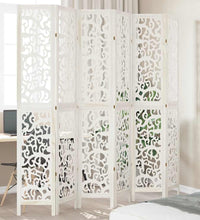 6-tlg. Raumteiler Weiß Massivholz Paulownia