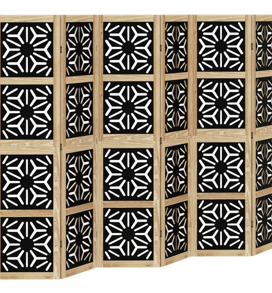 6-tlg. Raumteiler Braun und Schwarz Massivholz Paulownia