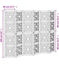 6-tlg. Raumteiler Braun und Schwarz Massivholz Paulownia