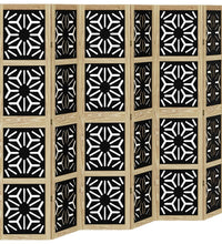 6-tlg. Raumteiler Braun und Schwarz Massivholz Paulownia