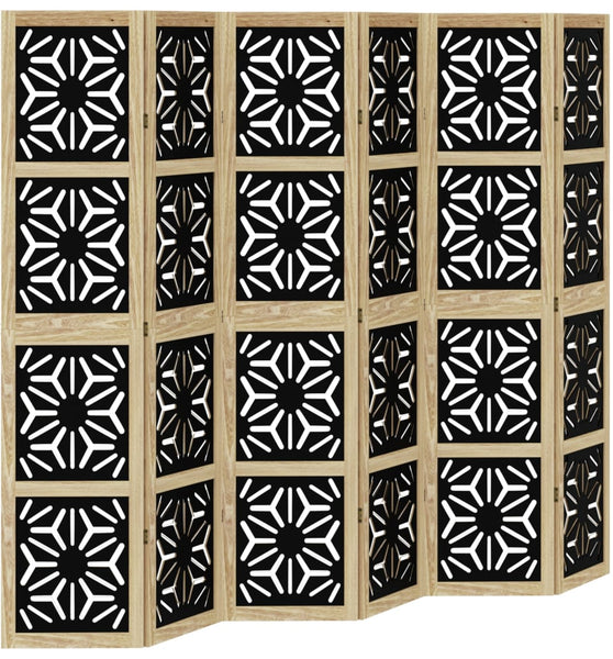 6-tlg. Raumteiler Braun und Schwarz Massivholz Paulownia