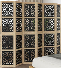 6-tlg. Raumteiler Braun und Schwarz Massivholz Paulownia