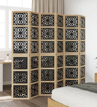 6-tlg. Raumteiler Braun und Schwarz Massivholz Paulownia