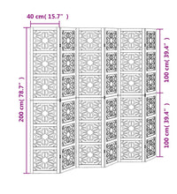 6-tlg. Raumteiler Braun und Schwarz Massivholz Paulownia