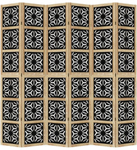 6-tlg. Raumteiler Braun und Schwarz Massivholz Paulownia