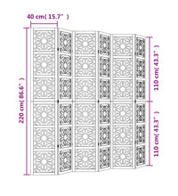 6-tlg. Raumteiler Braun und Schwarz Massivholz Paulownia