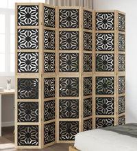 6-tlg. Raumteiler Braun und Schwarz Massivholz Paulownia