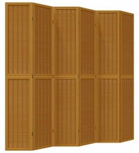 6-tlg. Raumteiler Braun Massivholz Paulownia