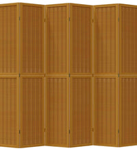 6-tlg. Raumteiler Braun Massivholz Paulownia