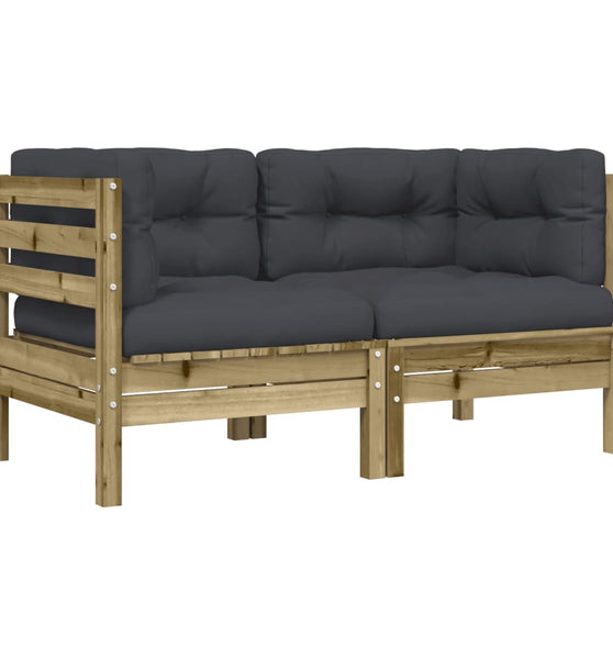 Garten-Ecksofa mit Kissen 2 Stk. Kiefernholz Imprägniert