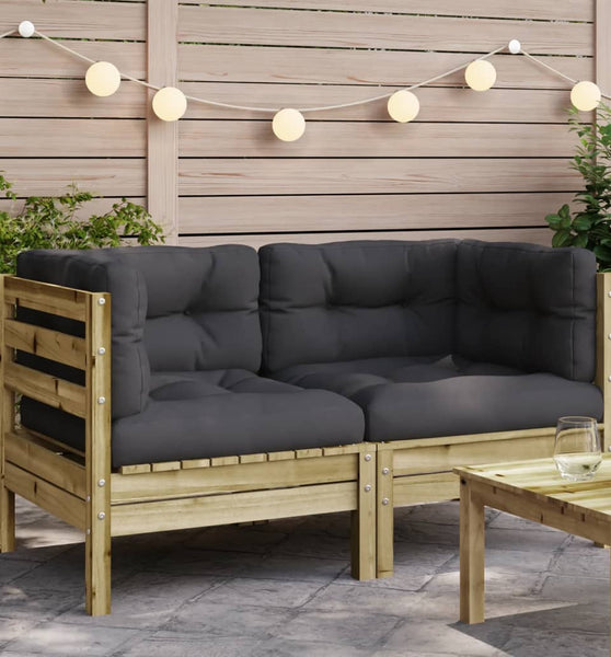 Garten-Ecksofa mit Kissen 2 Stk. Kiefernholz Imprägniert