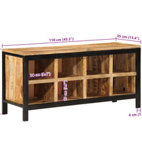 Schuhbank 110x35x51 cm Raues Massivholz Mango