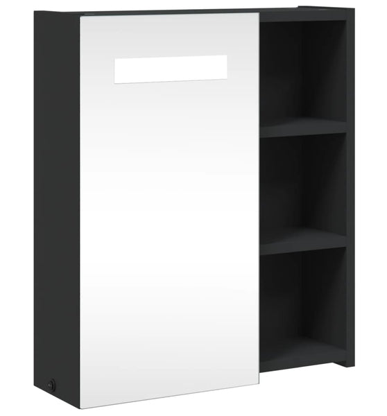 Spiegelschrank mit LED-Beleuchtung Schwarz 45x13x52 cm