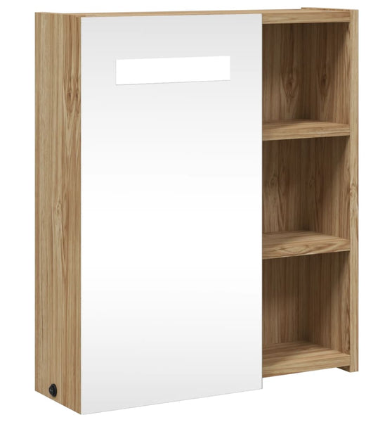 Spiegelschrank mit LED-Beleuchtung Eichenoptik 45x13x52 cm