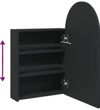 Spiegelschrank mit LED-Beleuchtung Gewölbt Schwarz 42x13x70 cm