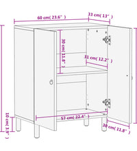 Beistellschrank 60x33x75 cm Massivholz Mango