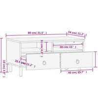 Couchtisch 80x54x40 cm Massivholz Mango