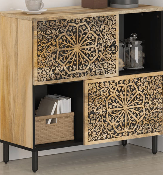 Beistellschrank 80x33x75 cm Massivholz Mango