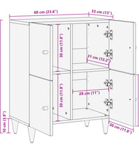 Beistellschrank 60x33x75 cm Massivholz Mango