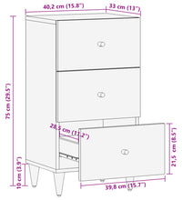 Beistellschrank 40x33x75 cm Massivholz Mango