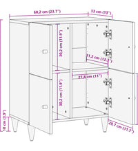 Beistellschrank 60x33x75 cm Massivholz Mango