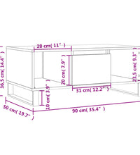 Couchtisch Schwarz 90x50x36,5 cm Holzwerkstoff