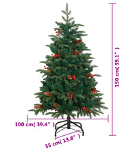 Künstlicher Weihnachtsbaum Klappbar mit Zapfen & Beeren 150 cm