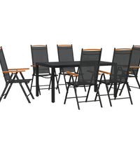 7-tlg. Garten-Essgruppe Schwarz Aluminium