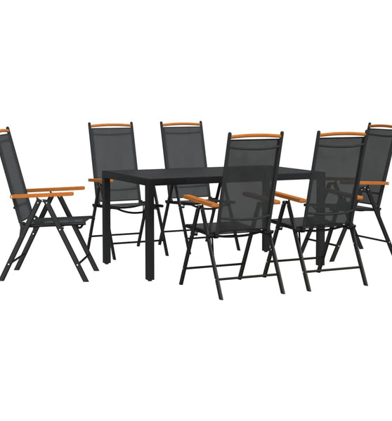 7-tlg. Garten-Essgruppe Schwarz Aluminium