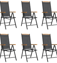 7-tlg. Garten-Essgruppe Schwarz Aluminium