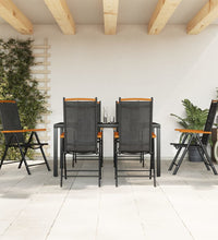 7-tlg. Garten-Essgruppe Schwarz Aluminium