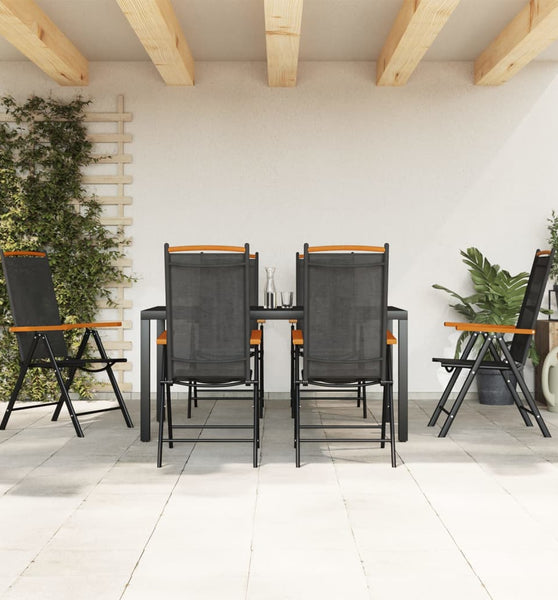 7-tlg. Garten-Essgruppe Schwarz Aluminium