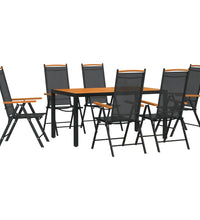 7-tlg. Garten-Essgruppe Schwarz und Braun Aluminium